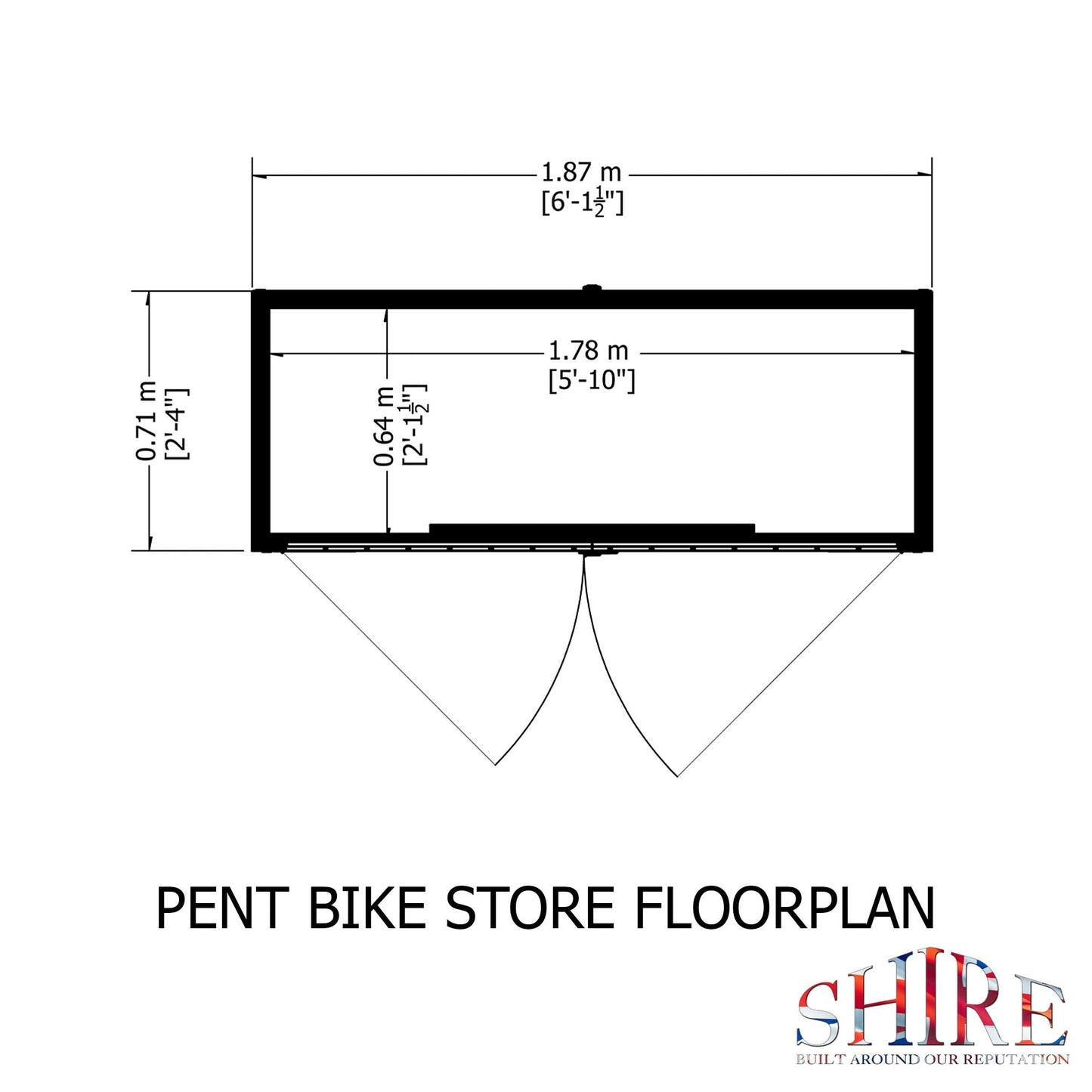 Shire Wentworth 6' x 2' Pent Bike Store - Premium Dip Treated Shiplap