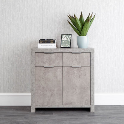 Bloc Sideboard Melamine Light Grey 2 Doors 2 Shelves 2 Drawers