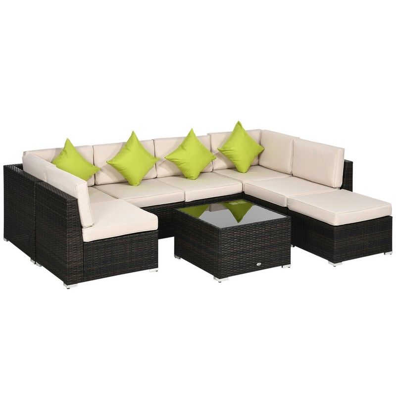 Outsunny 7-Seater PE Rattan Corner Sofa Set