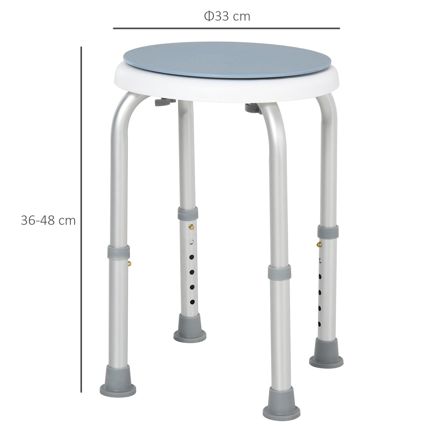 Aluminium 360°Swivel Shower Stool Blue & White