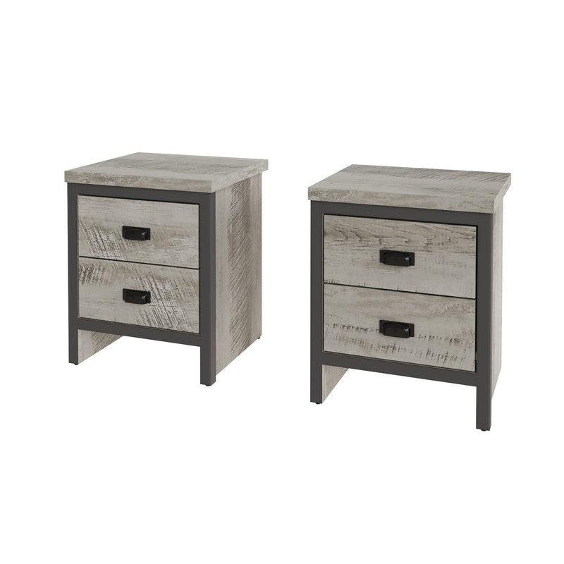 Boston Bedside Table Grey 2 Drawers