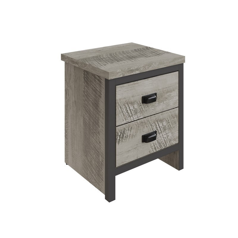 Boston Bedside Table Grey 2 Drawers