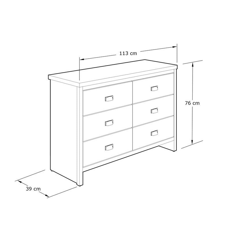 Boston Large Chest of Drawers Grey 6 Drawers