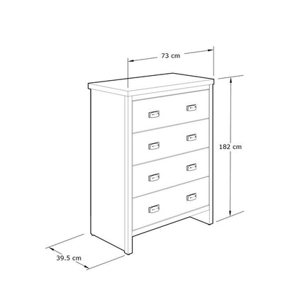 Boston Chest of Drawers Dark Grey 4 Drawers