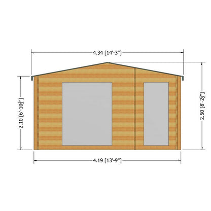 Shire Bourne 13' 8" x 7' 10" Apex Log Cabin - Premium 34mm Cladding Tongue & Groove