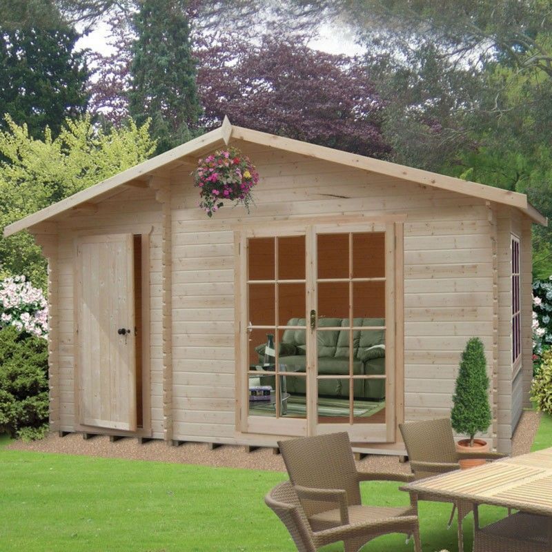 Shire Bourne 13' 8" x 9' 9" Apex Log Cabin - Premium 70mm Cladding Tongue & Groove