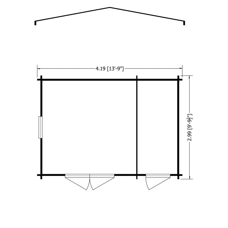 Shire Bourne 13' 8" x 9' 9" Apex Log Cabin - Premium 44mm Cladding Tongue & Groove