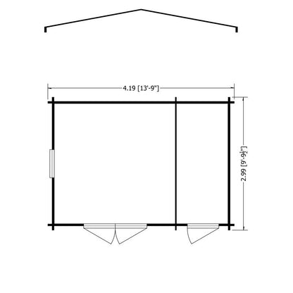 Shire Bourne 13' 8" x 9' 9" Apex Log Cabin - Premium 44mm Cladding Tongue & Groove