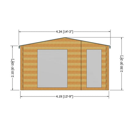 Shire Bourne 13' 8" x 9' 9" Apex Log Cabin - Premium 44mm Cladding Tongue & Groove