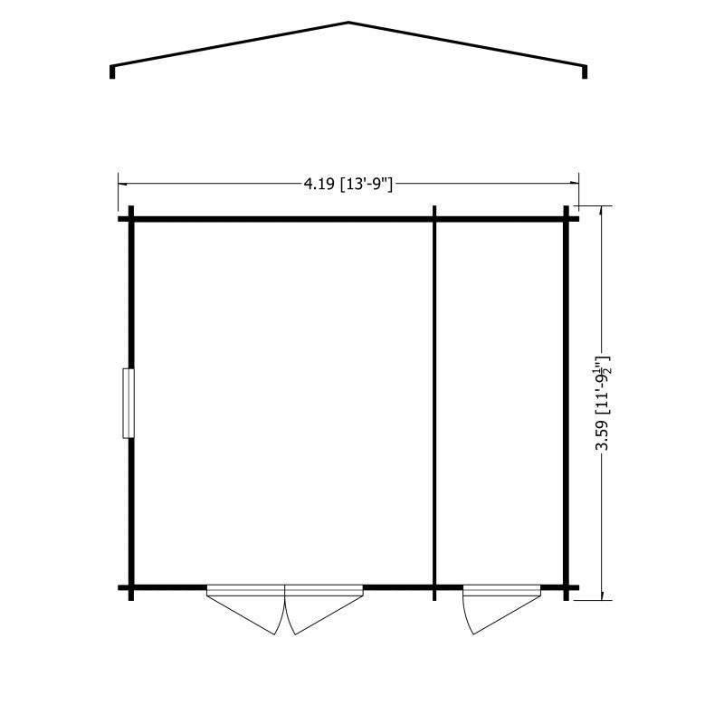 Shire Bourne 13' 8" x 11' 9" Apex Log Cabin - Premium 34mm Cladding Tongue & Groove