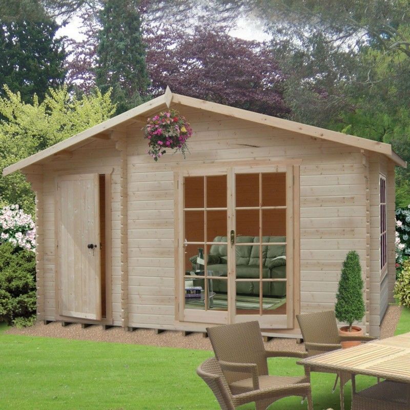 Shire Bourne 13' 8" x 13' 8" Apex Log Cabin - Premium 34mm Cladding Tongue & Groove