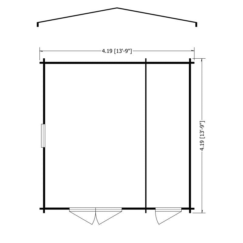 Shire Bourne 13' 8" x 13' 8" Apex Log Cabin - Premium 70mm Cladding Tongue & Groove