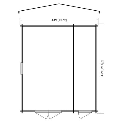 Shire Bourne 13' 8" x 15' 8" Apex Log Cabin - Premium 44mm Cladding Tongue & Groove