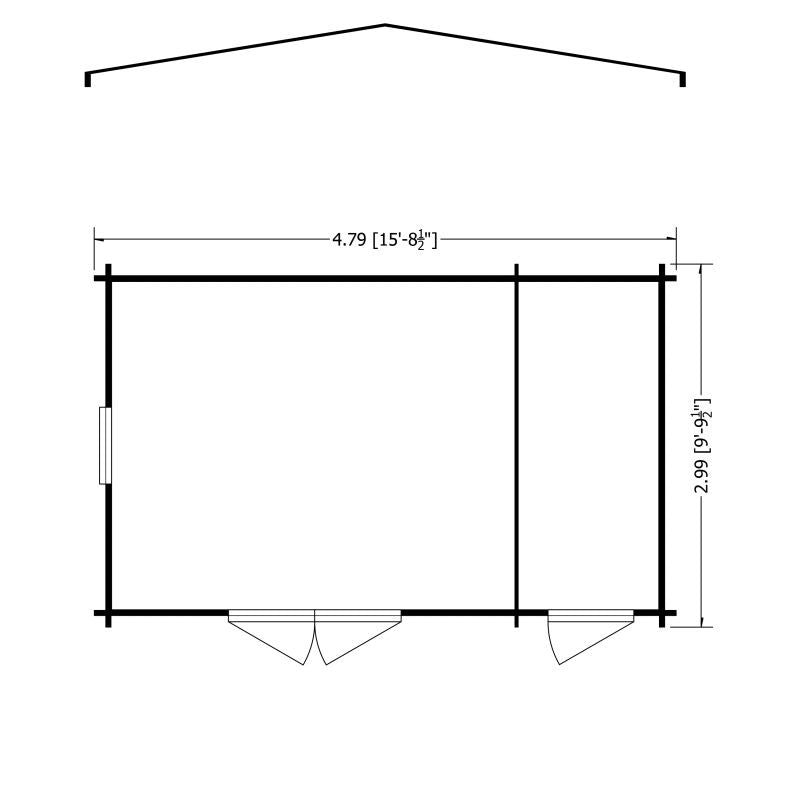 Shire Bourne 15' 6" x 9' 9" Apex Log Cabin - Premium 34mm Cladding Tongue & Groove