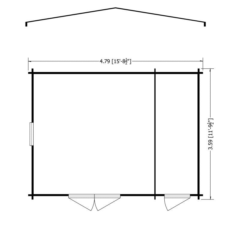 Shire Bourne 15' 6" x 11' 9" Apex Log Cabin - Premium 70mm Cladding Tongue & Groove