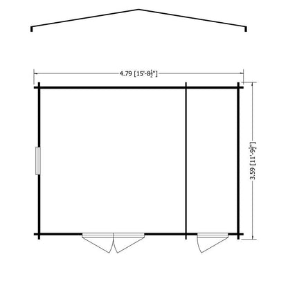 Shire Bourne 15' 6" x 11' 9" Apex Log Cabin - Premium 70mm Cladding Tongue & Groove