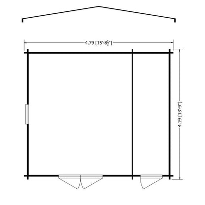 Shire Bourne 15' 6" x 13' 8" Apex Log Cabin - Premium 70mm Cladding Tongue & Groove