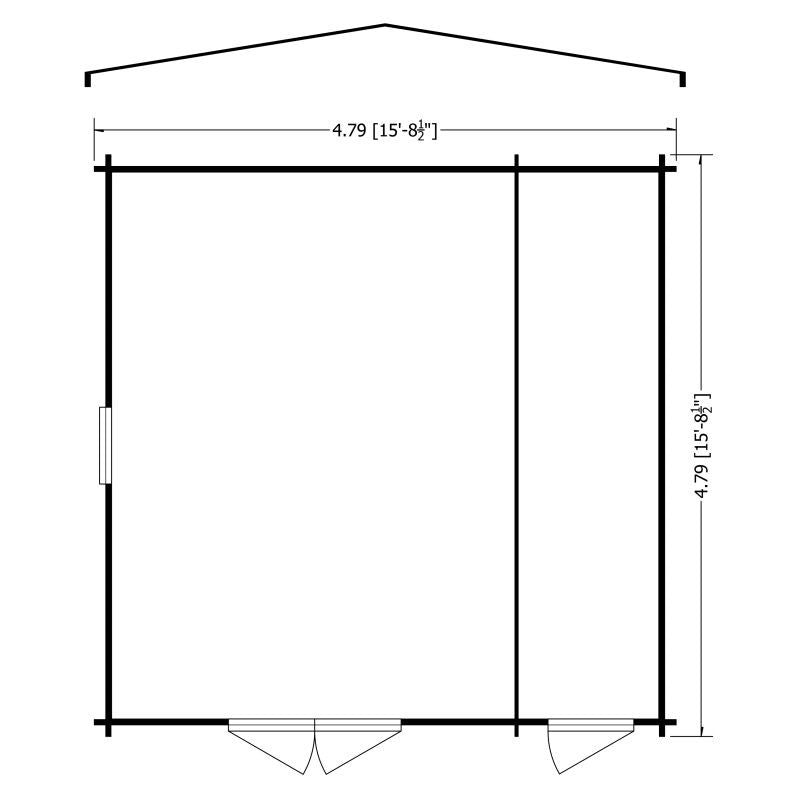 Shire Bourne 15' 6" x 15' 8" Apex Log Cabin - Premium 28mm Cladding Tongue & Groove