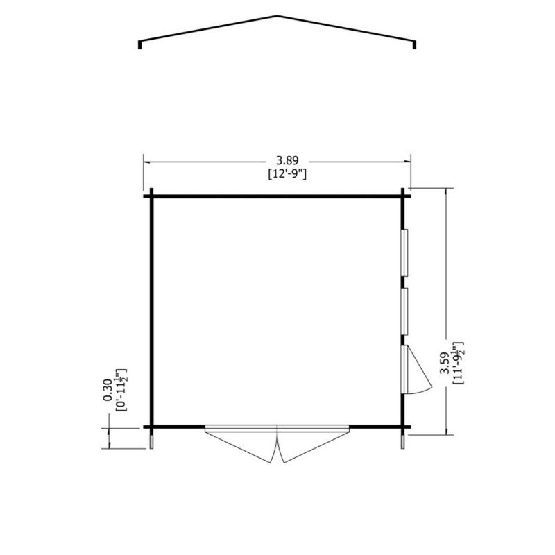 Shire Bradenham 12' 9" x 11' 9" Apex Log Cabin - Premium 28mm Cladding Tongue & Groove