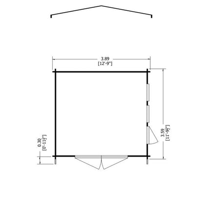 Shire Bradenham 12' 9" x 11' 9" Apex Log Cabin - Premium 28mm Cladding Tongue & Groove