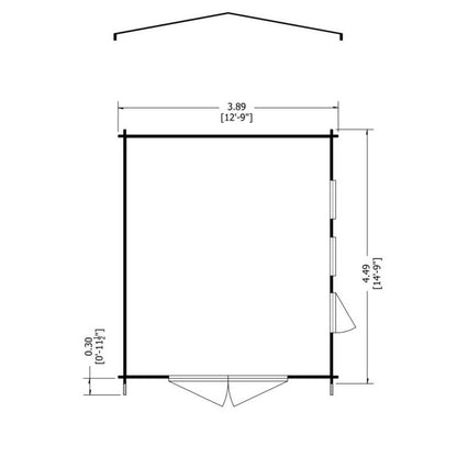 Shire Bradenham 12' 9" x 14' 8" Apex Log Cabin - Premium 34mm Cladding Tongue & Groove