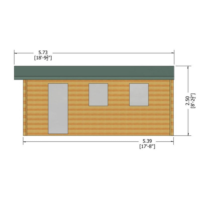 Shire Bradenham 12' 9" x 17' 8" Apex Log Cabin - Premium 44mm Cladding Tongue & Groove with Assembly