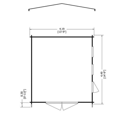 Shire Bradenham 13' 8" x 14' 8" Apex Log Cabin - Premium 44mm Cladding Tongue & Groove