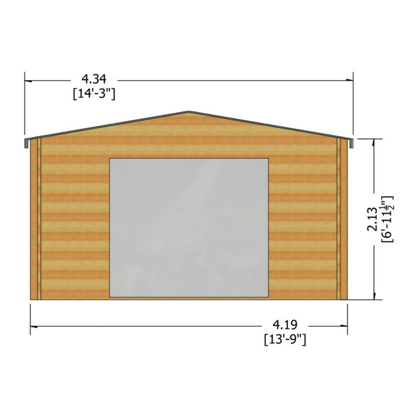 Shire Bradenham 13' 8" x 16' 8" Apex Log Cabin - Premium 44mm Cladding Tongue & Groove