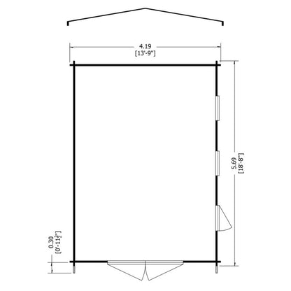 Shire Bradenham 13' 8" x 18' 8" Apex Log Cabin - Premium 44mm Cladding Tongue & Groove