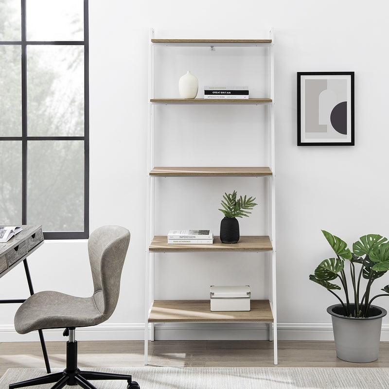 Contemporary Tall Shelving Unit White 5 Shelves