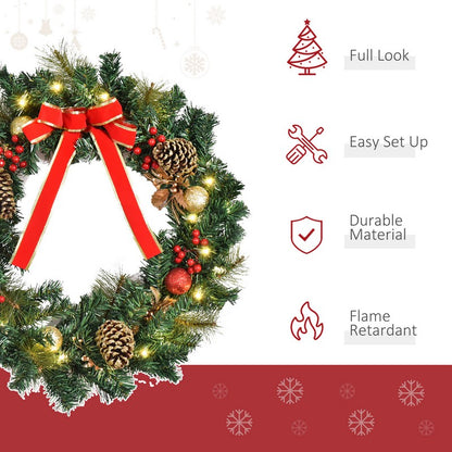 Pre-Lit Artificial Christmas Door Wreath