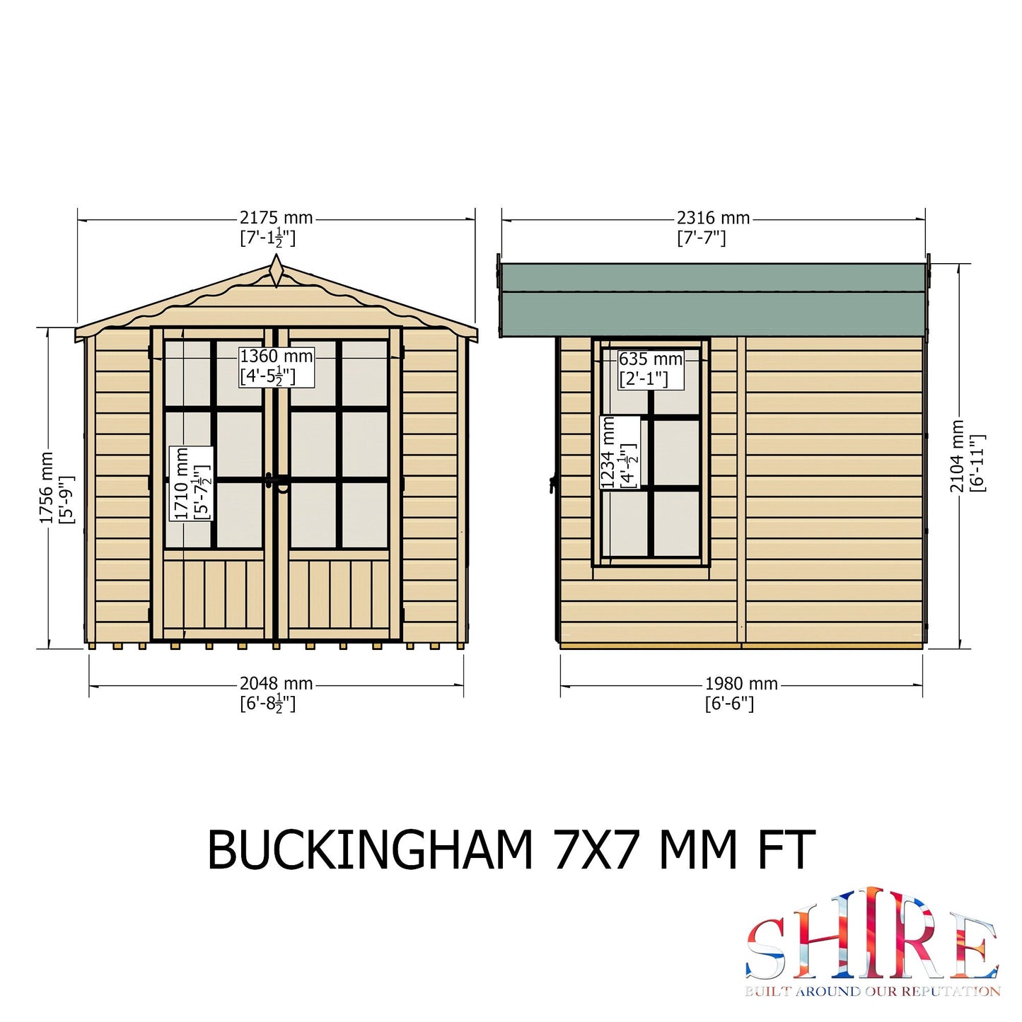 Shire Buckingham 7' 1" x 7' 8" Apex Summerhouse - Premium Dip Treated Shiplap