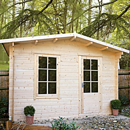 Shire Bucknells 9' 9" x 7' 10" Apex Log Cabin - Premium 70mm Cladding Tongue & Groove