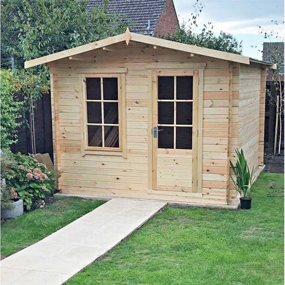 Shire Bucknells 8' x 10' Apex Log Cabin - Classic 28mm Cladding Tongue & Groove