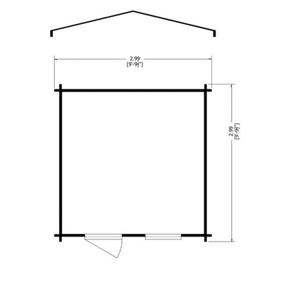 Shire Bucknells 10' x 10' Apex Log Cabin - Classic 28mm Cladding Tongue & Groove