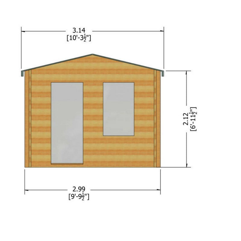 Shire Bucknells 10' x 10' Apex Log Cabin - Classic 28mm Cladding Tongue & Groove