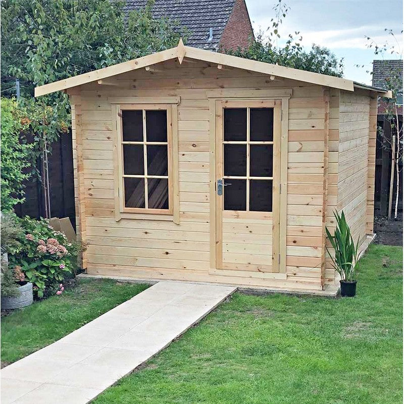 Shire Bucknells 11' 9" x 7' 10" Apex Log Cabin - Premium 44mm Cladding Tongue & Groove