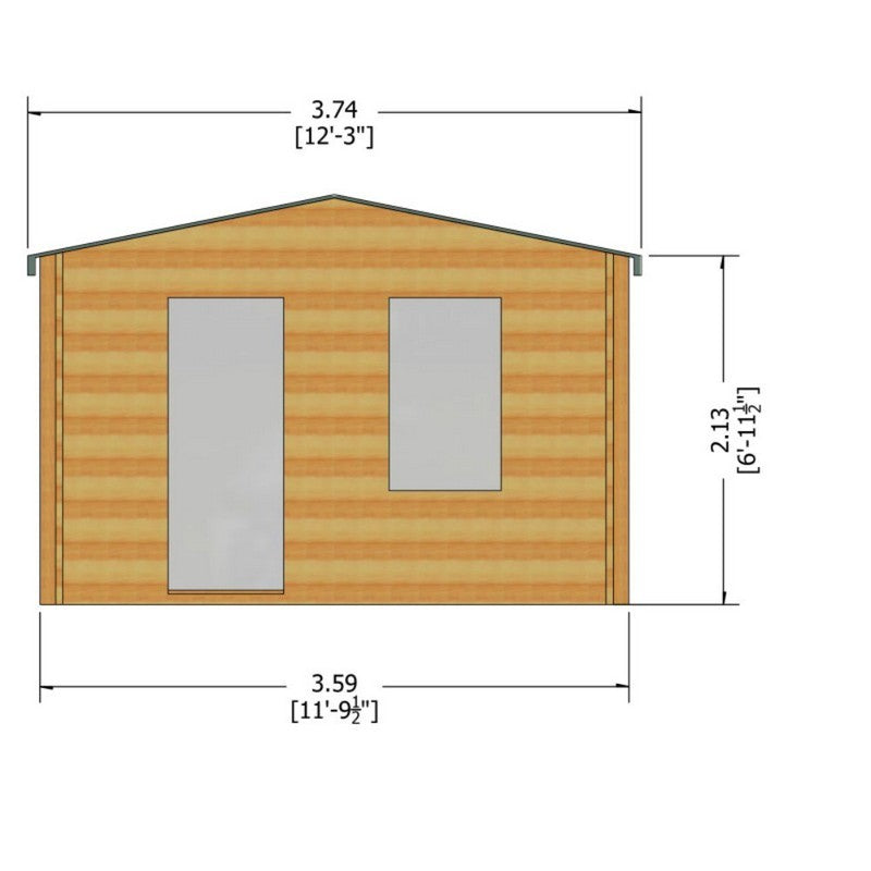 Shire Bucknells 11' 9" x 7' 10" Apex Log Cabin - Premium 44mm Cladding Tongue & Groove