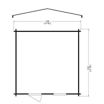 Shire Bucknells 11' 9" x 11' 9" Apex Log Cabin - Premium 70mm Cladding Tongue & Groove