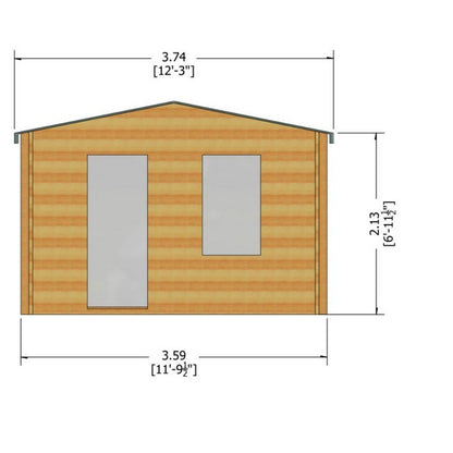 Shire Bucknells 11' 9" x 11' 9" Apex Log Cabin - Premium 70mm Cladding Tongue & Groove