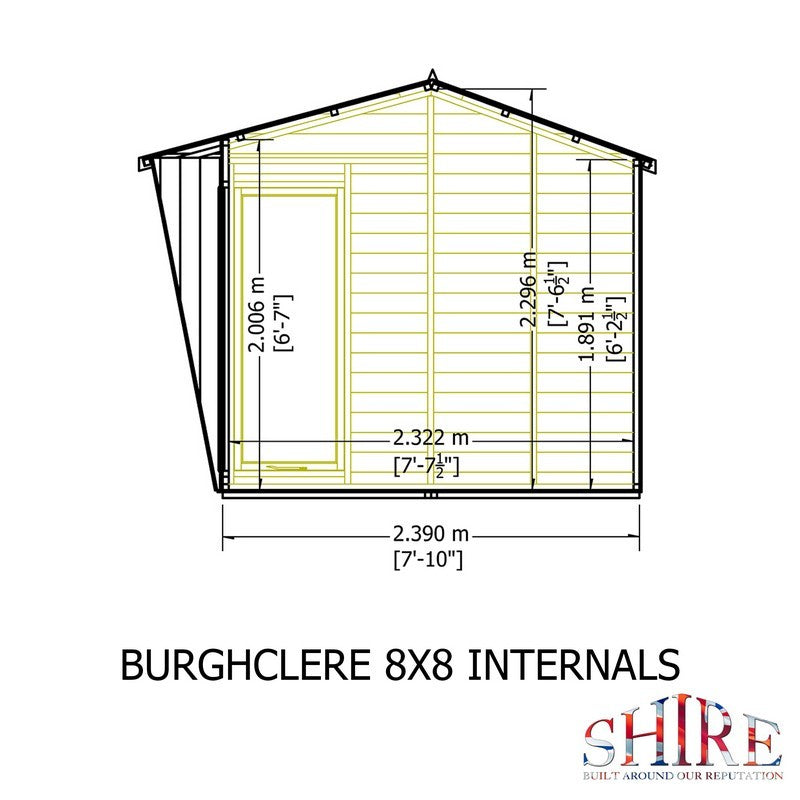 Shire Burghclere 7' 10" x 7' 10" Reverse Apex Summerhouse - Premium Dip Treated Shiplap