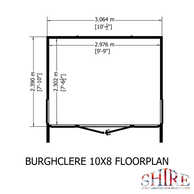 Shire Burghclere 7' 10" x 10' Reverse Apex Summerhouse - Premium Dip Treated Shiplap