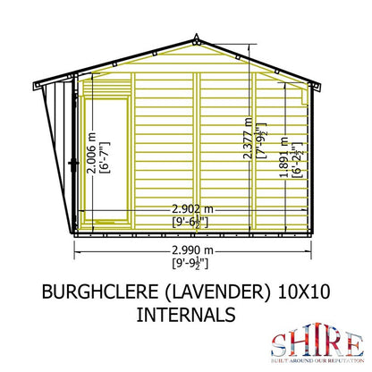 Shire Burghclere 9' 9" x 10' Reverse Apex Summerhouse - Premium Dip Treated Shiplap