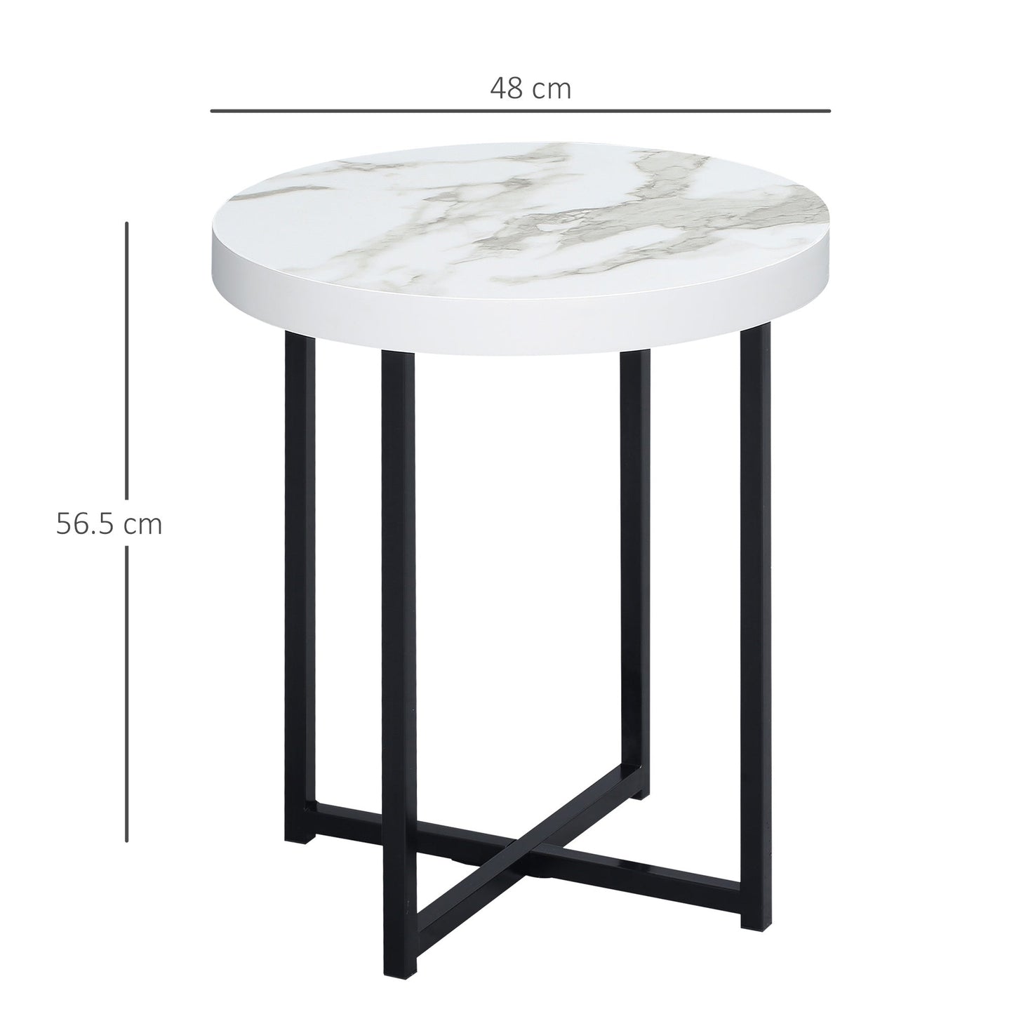 Round Side Table with Metal Legs