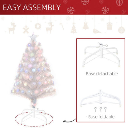 3FT Prelit Artificial Christmas Tree with Fibre Optic LED Lights Holiday Home Xmas Decoration