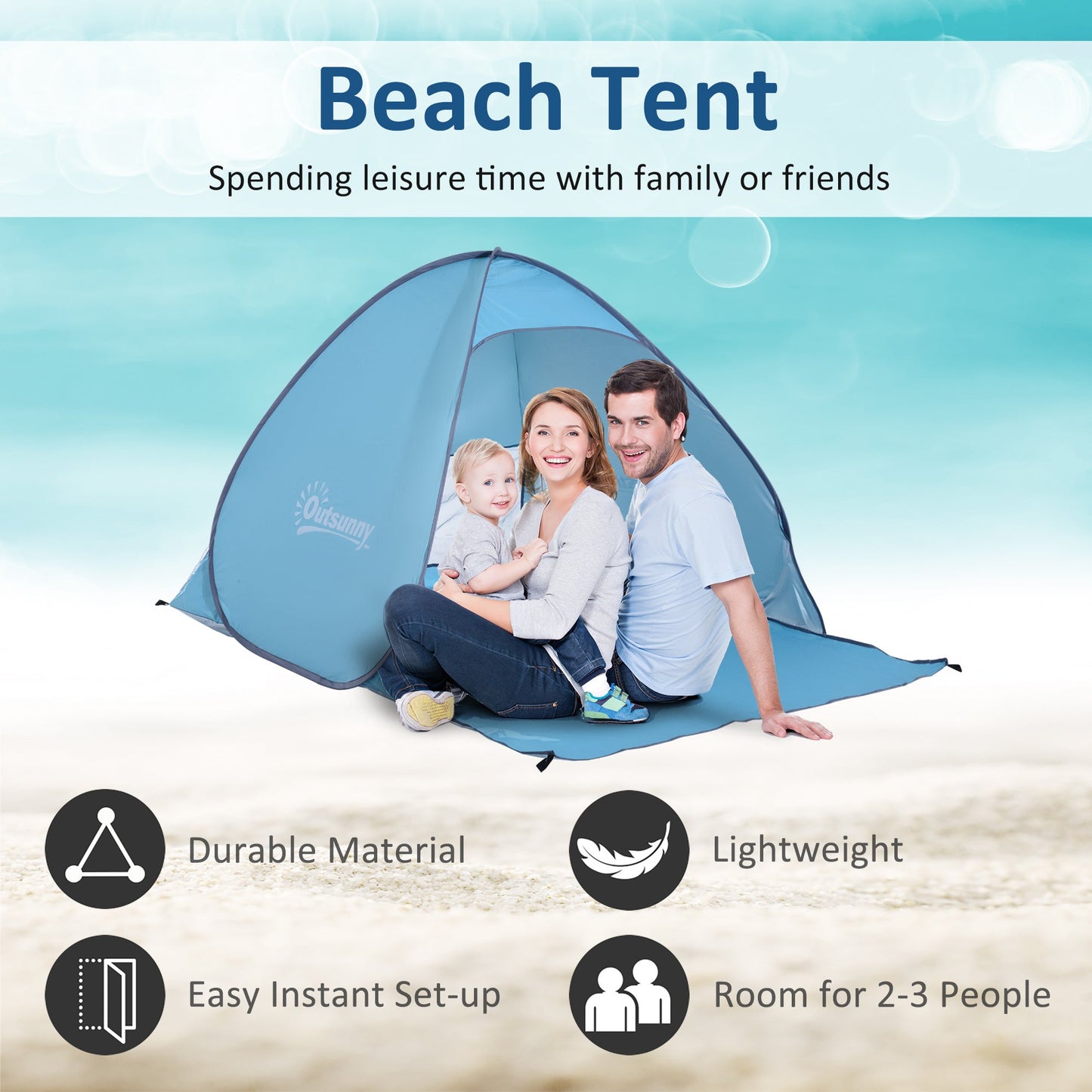 2 Person Pop Up UV Shelter Shade-Blue