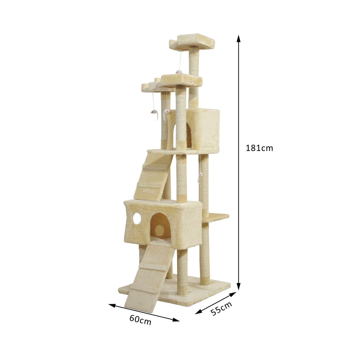 PawHut Cat Tree Scratching Post 27L27W28.5H cm-Beige