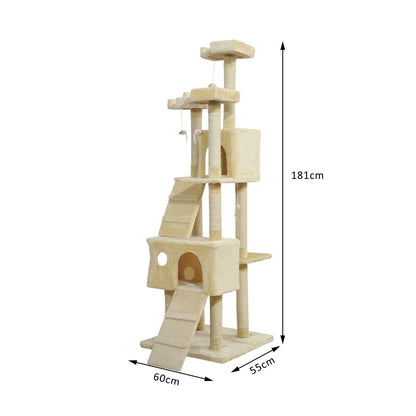 PawHut Cat Tree Scratching Post 27L27W28.5H cm-Beige