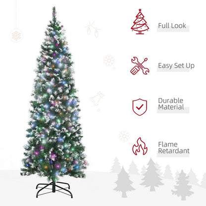 6FT Tall Prelit Pencil Slim Artificial Christmas Tree with Realistic Branches