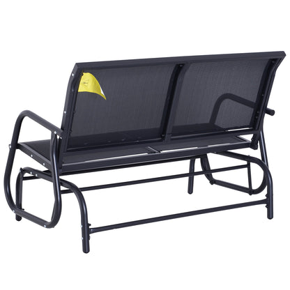 2-Person Outdoor Glider Bench Patio 2 Seater Swing Gliding Chair Loveseat w/Power Coated Steel Frame for Backyard Garden Porch